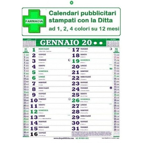 Calendario Olandese con stampa pubblicitaria
